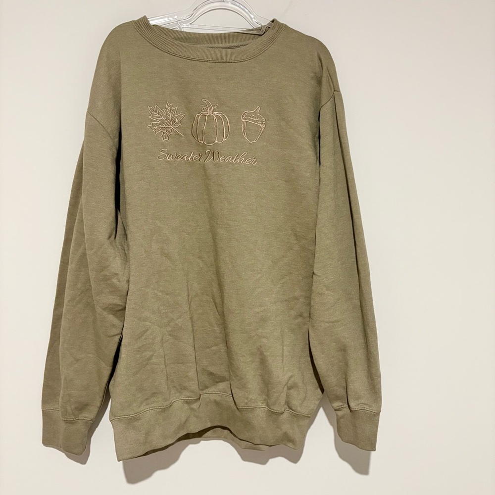 Love In faith Embroidered Sweater Weather Sweatshirt heather olive size 3XL‎
